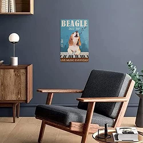 Rovsiogne Signs Beagle Dog Jazz Bar Tin Metal Hanging Props Home Wall Art Decor 8 x 12 inches