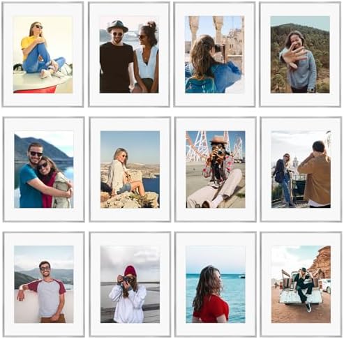 Frametory 12 Pack 14x18 Aluminum Frame with Mat for 11x14 Photo, Silver
