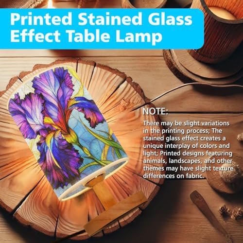 Butterfly Table Lamp LED 3-Color Pressed Bedside, Shade Lamp with Wood Base for Bedroom Living Room Desk Office TL01 (Iris)
