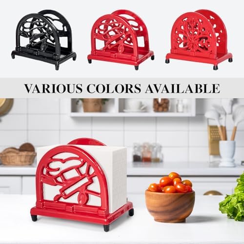JOGREFUL Cast Iron Napkin Holder, Kitchen Organizer Chef Tool Pattern Red