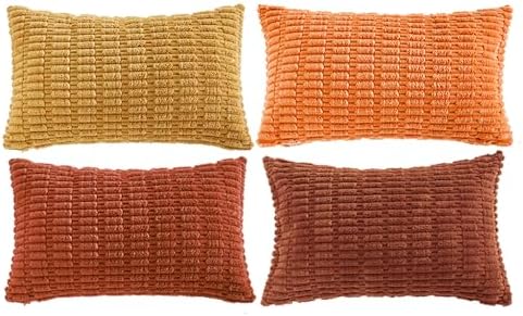 Fancy Homi 4 Packs Decorative Throw Pillow Covers for Living Room Couch Bed, Modern Farmhouse Boho Home Décor Accent Cushion Case, 24" x 14", Burnt Orange Series