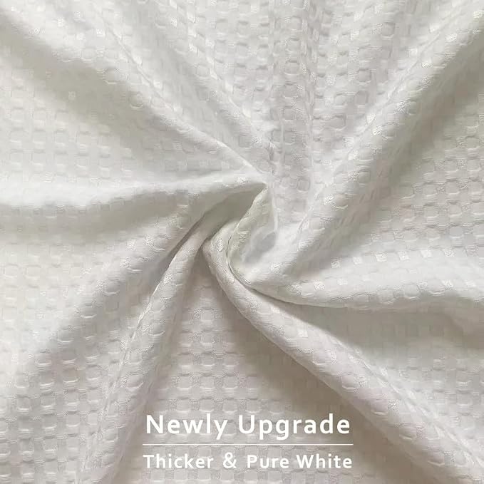 MIYE Pleated Waffle Weave Bed Skirt, Tailored Dust Ruffle 14 Inch Drop Easy Fit, Machine Washable (White, Full - 14" Drop)