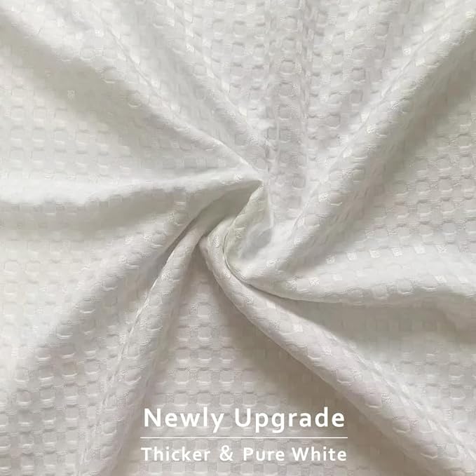 MIYE Pleated Waffle Weave Bed Skirt, Tailored Dust Ruffle 18 Inch Drop Easy Fit, Machine Washable, No Split Corners (White, Queen - 18" Drop)