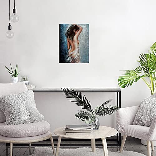 Abstract Sexy Nude Woman Framed Wall Art Girls Room Bedroom Decoration Modern Home Décor Artwork 12"x16" Blue