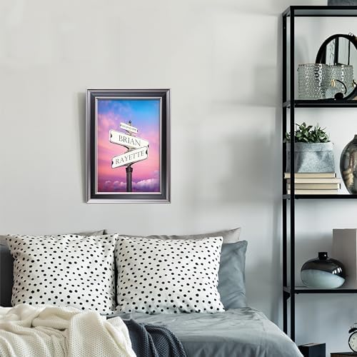Street Sign Black and White Framed Arts Gift Your Names,the Date and romantic verses or write your own message Gift for Anniversary.With Different Frame Styles Framed Size:21 5/8X15 1/2 inches
