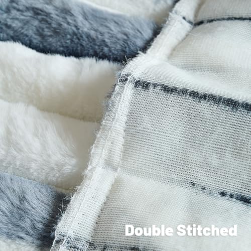 FUTEI Pack of 2 Faux Fur Throw Pillow Covers 12x20 Inch, Blue White