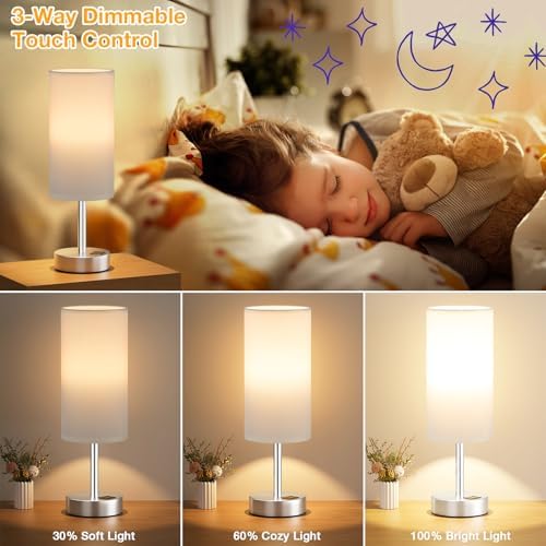 Dicoool Bedside Table Lamp for Bedroom - 3-Way Dimmable Touch Lamp, USB A+C