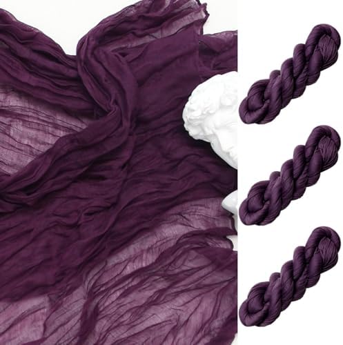 FEXIA 3Pcs Purple Cheesecloth Table Runner Wedding Bridal Shower Home Decor