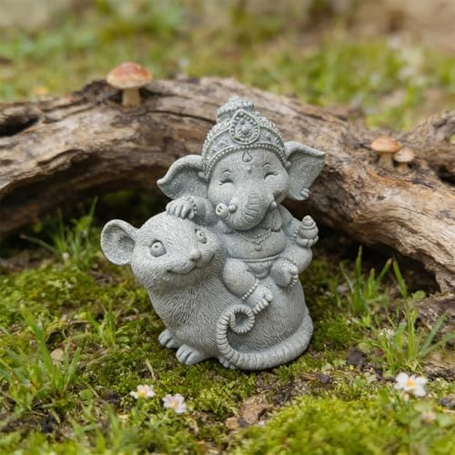 Hindu Elephant Statue Lord Ganesha Figurine Meditation Buddha Sculpture, D