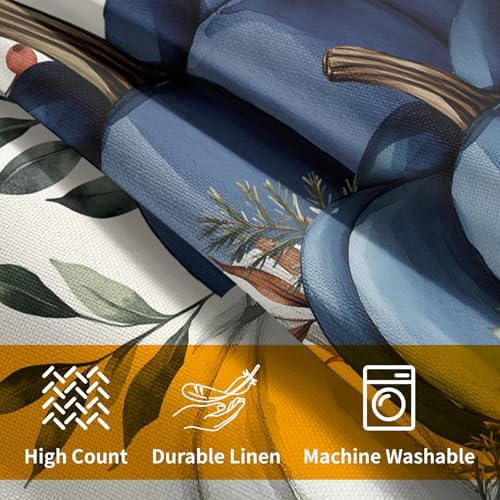 Pumpkins Throw Pillow Covers 18x18 inch Set of 2 Fall Blue and White Pumpkin Pillowcase Autumn Thanksgiving Vintage Outdoor Decorations Cotton Linen Cushion Cover for Home Bedroom Sofa Chair