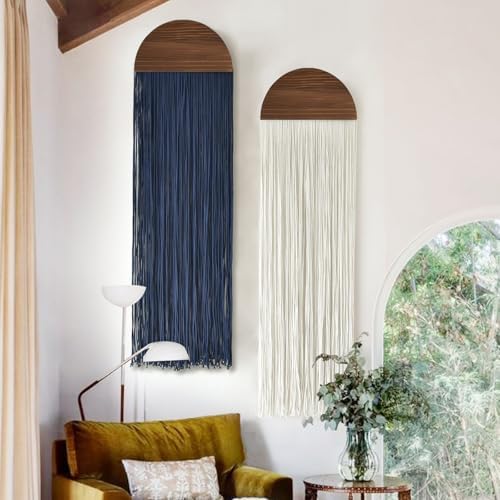 2Pcs Macrame Wall Hanging Fiber wall Art Handmade Boho Decor 13.7"W*51"L