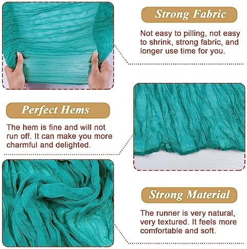 Teal Cheesecloth Table Runner 10FT Gauze Table Runners 120 Inch Boho Rustic Sheer Cheese Cloth Table Decorations for Wedding Birthday Party Home Decor