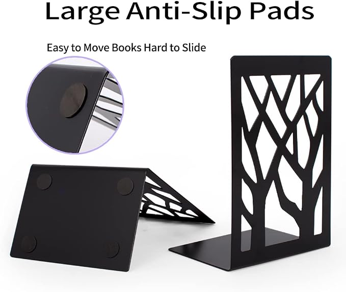 Metal Bookends-Heavy Book Ends for Shelves,Book Shelf Holder Home Decorative,Black Bookend Supports