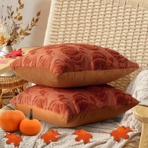 Coddsmz Fall Pumpkin Throw Pillow Covers 18x18 Inches 2PCS Halloween Decor