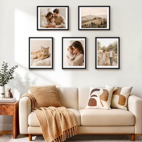 Vittanly 12x16 Picture Frames Set of 5, Wall Mounting, Black