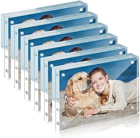TWING 4x6 Acrylic Frame 6 Pack,20MM Thicker Frameless Clear Picture Frames