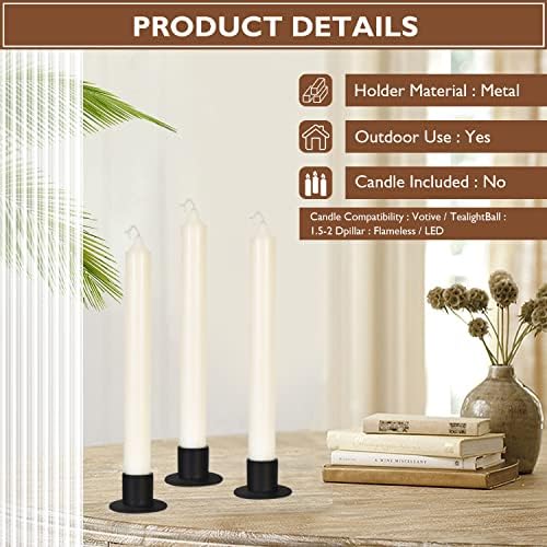 GUTE Taper Candle Holder Matte Black Iron Candlestick Decor Farmhouse 16Pcs