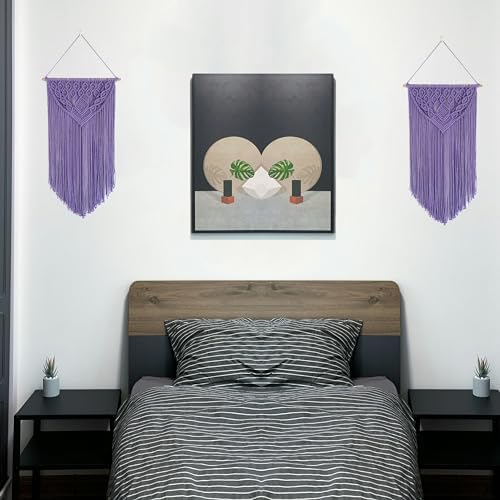 Winterdemoon Macrame Wall Hanging Boho Woven Tapestry Home Decor Purple