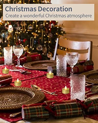 Battery Operated LED Tea Lights,24 Pack Gold Flameless Votive Tealights Candle with Warm White Flickering light, Small Electric Fake Tea Candle Realistic for Wedding,Table,Festival Celebration