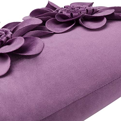JWH 3D Flower Throw Pillow Cover Decorative Sunflower Accent Pillow Case Velvet Cushion Lumbar Pillowcase for Home Bed Sofa Couch Chair 12x20 Inches Purple