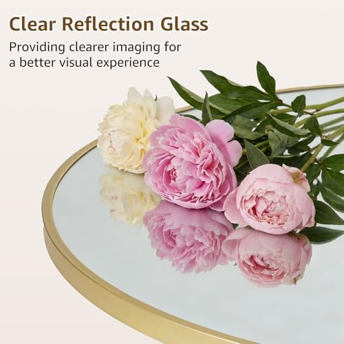DUMOS 20 Inch Round Wall Mirror, Bathroom Mirrors for Over Sink | Matte Metal Framed Circle Mirror, Wall Decor for Bedroom, Entryway, Anti-Rust, Tempered Glass, Hanging or Leaning, Gold