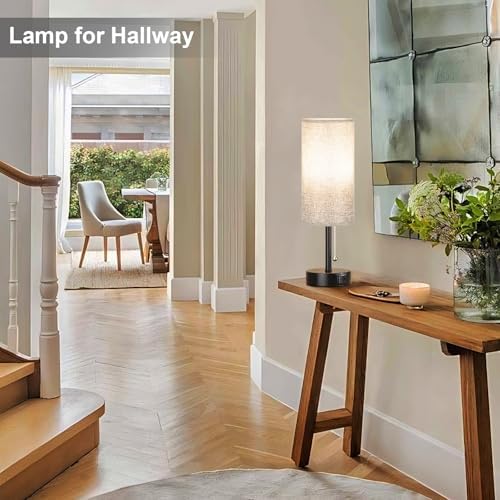 Grey Bedside Lamp for Bedroom Nightstand - Small Table Lamp Set of 2
