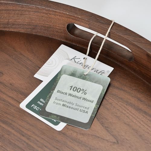 30" Round Extra Jumbo Black Walnut Wood Ottoman Tray with Handle