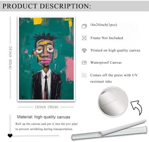 African American Men Canvas Wal Art Pop Black Man Wall Art, 16"x24"Unframed | Abatract Black Man Canvas Prints, Fashion African American Paintings Print, Afrocentric Artwork for Living Room Bedroom Decor