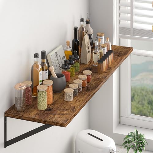 Heimlove 28W x 12D Deep Floating Shelves Set of 2 Rustic Brown