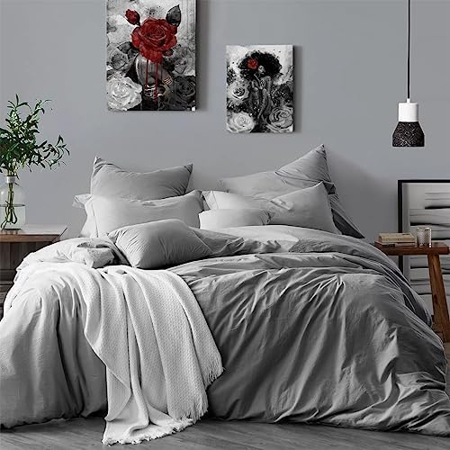 African American Canvas Wall Art Black Girl Fashion Print Abstract Black Art Picture Women Rose Wall Decor Painting Framed Modern Artwork for Bedroom Bathroom Office Home Decor 16x20inch