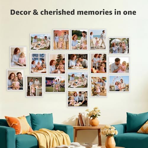 Giftgarden 8x10 Picture Frame Set of 18, Lightweight 8 by 10 Frames Bulk for Gallery Wall Photo Hanging and Tabletop Display, White
