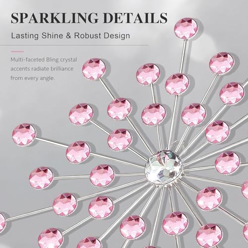 ZEXUIRU 4 Set Silver Starburst Wall Art for Home Decor Metal Bling Crystal Rhinestones Sunburst Wall Decor Sparkling Rhinestone Art Accent Silver - 13 in