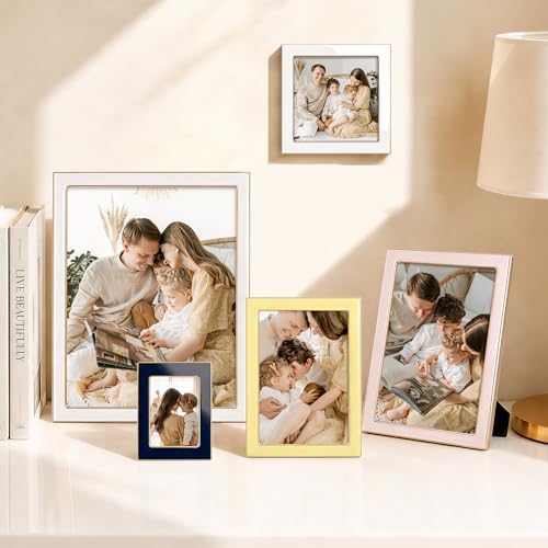 eletecpro 4x4 Enamel Picture Frame with Real Glass Cover, White, 1-Pack