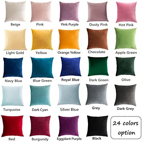 Stellhome Pack of 2 Faux Velvet Pillow Covers Square Decorative Cushion Covers for Bed Couch Sofa Bench, 24 x 24 inch (60 x 60 cm), Silver Blue
