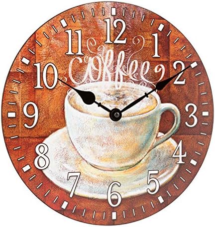 La Crosse Clock 404-2631C-INT 12-Inch Round Coffee Decorative Quartz Analog Wall Clock