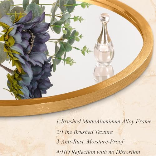 AOAOPQ Wall Mounted Circle Bathroom Mirror Aluminum Tempered Glass Round Frame Modern Mirrors Suitable for Bathroom Vanity Entryway Living Room Wall 20 inch Gold