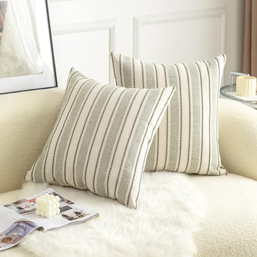 Boho Textured Throw Pillow Covers 22x22 Inch Set of 2 Farmhouse
