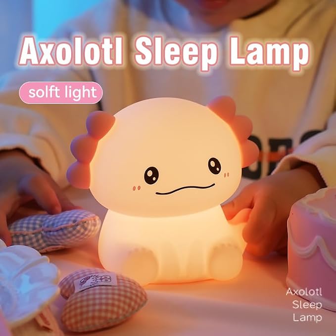 Axolotl Lamp with 7 Colors ,Rechargeable Light Table Lamp Bedside Lamp