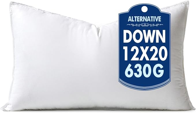 MIULEE 12x20 Down Alternative Pillow Insert Decorative Throw Pillow 12 x 20 Inch Body Bed Sleeping Ultra Soft Fluffy Form for Sofa Couch Bed | Throw Pillow 12 x 20 Inch Body Bed Sleeping Ultra Soft Fluffy Form, for Sofa Couch Bed