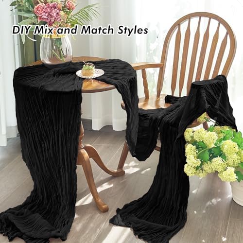 6 Pack Cheesecloth Black Table Runner for Hallowmas Party Home Decor