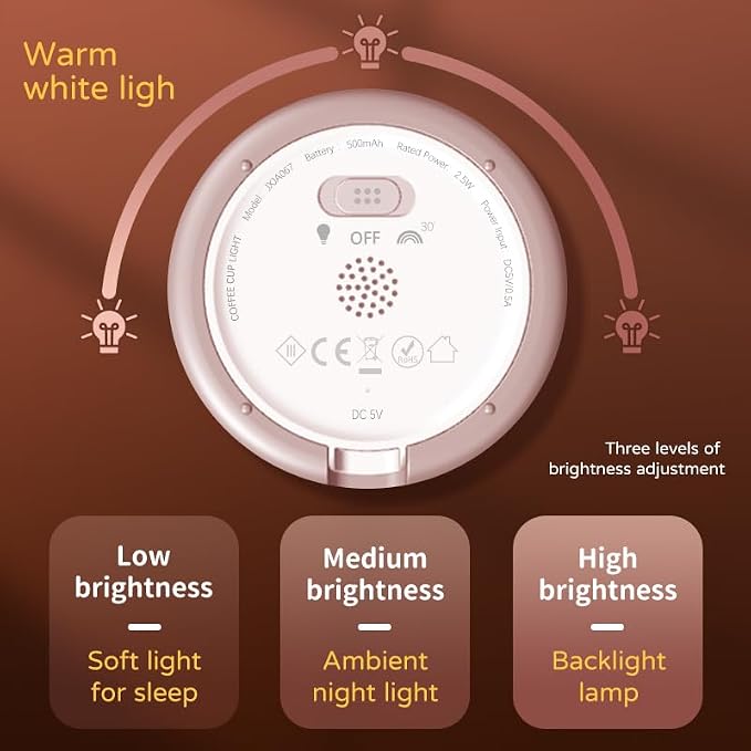 Coffee Cup Night Light,7 Colors Dimmable Bedside Lamp