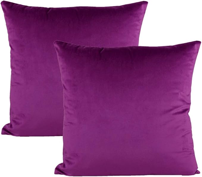 VAKADO 20x20 Inch Purple Throw Pillow Covers Decorative Magenta Velvet Square Soft Solid Cozy Cushion Cases Home Decor for Couch Sofa Bedroom Office Set of 2