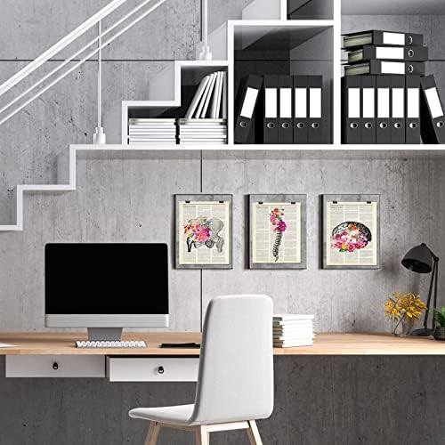 Jetec 12 Pieces Medical Dictionary Art Set 8 x 10 Inch Anatomy Decor Vintage Anatomical Posters Vintage Floral Human Wall Decor for Doctor Office Clinic Gift for Nurses Med