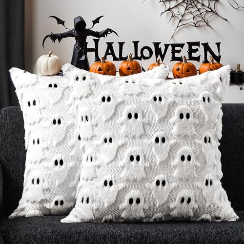 DFXSZ Halloween Pillow Covers 24x24 inch 2Pcs White Ghost Halloween Decor