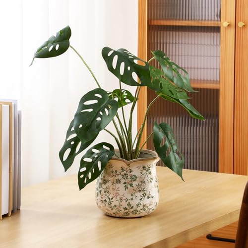 Newtay 6 Inch Vintage Ceramic Planters Crackle Glaze,Plain