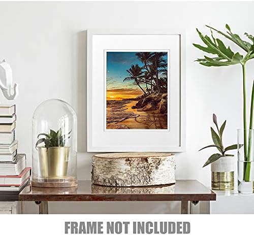 Sunset Beach Photo Prints Artwork with Couple's Names and Date on,Perfect Love Gift for Anniversary,Wedding,Birthday and Holidays.14x11 inches D-Mats UNFRAMED