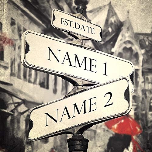 A&T ARTWORK Couple's Street Signs Canvas Prints Gift,includes Names and the Date Unique Gift for the Anniversary.24X36 inches