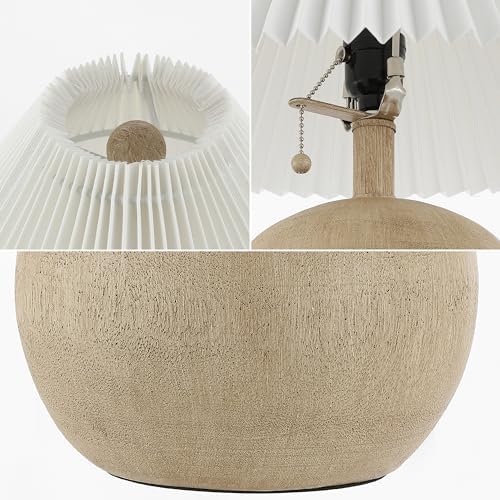 JONATHAN Y Aksel Sphere Table Lamp Coastal 17.25", Beige Wood Finish