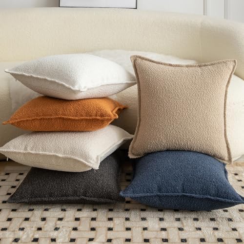 MANDIOO Pack of 2 Decorative Throw Pillow Covers Accent Solid Woven Textured Cushion Covers Pillow Cases Bedroom Living Room Sofa Home 18 x 18 Inch Blue
