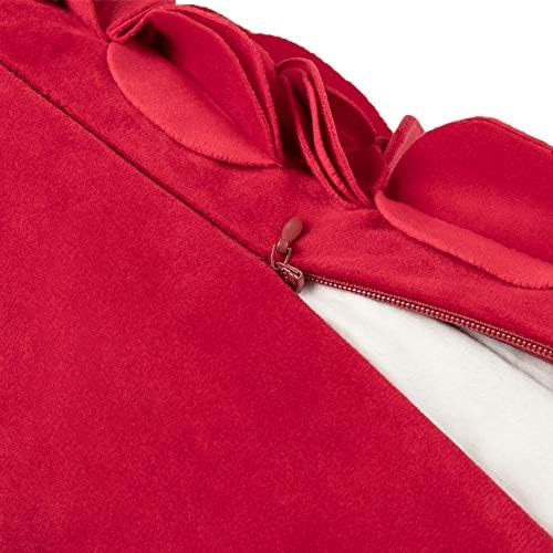 KINGROSE Handmade 3D Flower Throw Pillow Cover Decorative Cushion Cover Soft Pillow Case Sham for Sofa Couch Bed Living Room Home 12 X 20 Inches Velvet Christmas Red